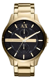 Armani Exchange Hampton Chronograph Black Dial Gold Steel Strap Watch For Men - AX2122 Authentic Buy Shop Now