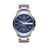 Armani Exchange Hampton Chronograph Blue Dial Silver Steel Strap Watch For Men - AX2155 Authentic Buy Shop Now