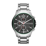 Armani Exchange Hampton Chronograph Black Dial Silver Steel Strap Watch For Men - AX2163 Authentic Buy Shop Now