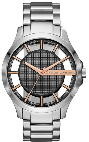 Armani Exchange Hampton Chronograph Skeleton Black Dial Silver Steel Strap Watch For Men - AX2199 Authentic Buy Shop Now