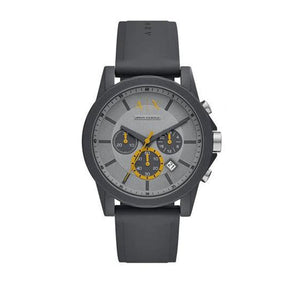 Armani Exchange Outerbanks Chronograph Grey Dial Grey Silicone Strap Watch For Men - AX7123 Authentic Buy Shop Now