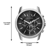 Armani Exchange Banks Chronograph Black Dial Silver Steel Strap Watch For Men - AX1720 Authentic Buy Shop Now