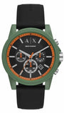 Armani Exchange Outerbanks Chronograph Black Dial Black Silicone Strap Watch For Men - AX1348 Authentic Buy Shop Now