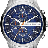 Armani Exchange Hampton Chronograph Blue Dial Silver Steel Strap Watch For Men - AX2155 Authentic Buy Shop Now