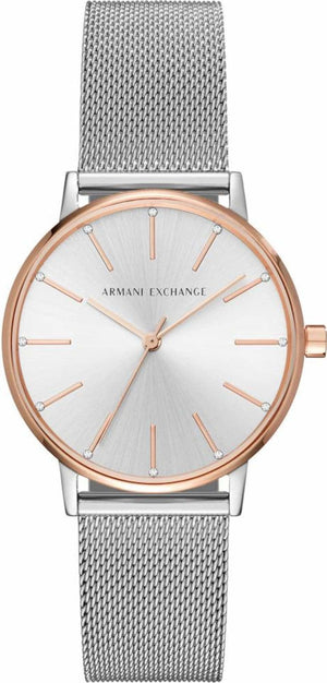 Armani Exchange Lola Analog White Dial Silver Mesh Strap Watch For Women - AX5537 Authentic Buy Shop Now