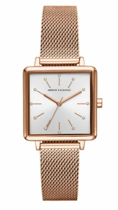 Armani Exchange Lola Quartz Silver Dial Rose Gold Mesh Strap Watch For Women - AX5802 Authentic Buy Shop Now