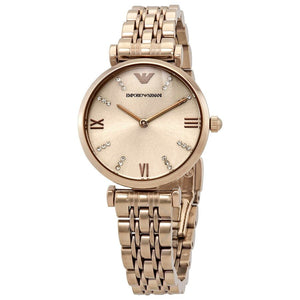 Emporio Armani T-Bar Gianni Rose Gold Dial Rose Gold Steel Strap Watch For Women - AR11059 Authentic Buy Shop Now