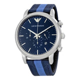 Emporio Armani Luigi Chronograph Quartz Blue Dial Blue Nylon Strap Watch For Men - AR1949 Authentic Buy Shop Now
