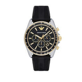 Emporio Armani Sigma Chronograph lack Dial Black Rubber Strap Watch For Men - AR80003 Authentic Buy Shop Now