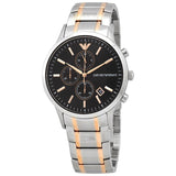 Emporio Armani Renato Chronograph Black Dial Two Tone Steel Strap Watch For Men - AR11165 Authentic Buy Shop Now