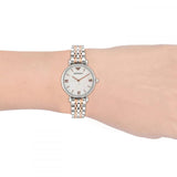 Emporio Armani Gianni T-Bar Mother of Pearl Dial Two Tone Steel Strap Watch For Women - AR1987 Authentic Buy Shop Now
