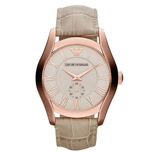 Emporio Armani Valente Analog Beige Dial Beige Leather Strap Watch For Men - AR1667 Authentic Buy Shop Now