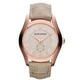 Emporio Armani Valente Analog Beige Dial Beige Leather Strap Watch For Men - AR1667 Authentic Buy Shop Now