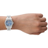 Emporio Armani Federica Three-Hand Date Blue Dial Silver Steel Strap Watch For Women - AR11593 Authentic Buy Shop Now