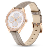 Swarovski Attract Clover Crystals Silver Dial Grey Leather Strap Watch for Women - 5653350 Authentic Buy Shop Now