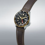 Seiko 5 Sports SKX GMT Automatic Mocha Black Dial Brown Leather Strap Watch For Men - SSK036K1 Authentic Buy Shop Now