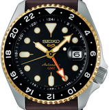 Seiko 5 Sports SKX GMT Automatic Mocha Black Dial Brown Leather Strap Watch For Men - SSK036K1 Authentic Buy Shop Now