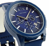 Armani Exchange Outerbanks Chronograph Blue Dial Blue Silicone Strap Watch For Men - AX1327 Authentic Buy Shop Now