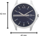 Armani Exchange Hampton Chronograph Blue Dial Silver Steel Strap Watch For Men - AX2132 Authentic Buy Shop Now