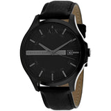 Armani Exchange Hampton Chronograph Black Dial Black Leather Strap Watch For Men - AX2400 Authentic Buy Shop Now