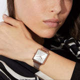 Armani Exchange Lola Quartz Silver Dial Rose Gold Mesh Strap Watch For Women - AX5802 Authentic Buy Shop Now