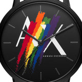 Armani Exchange Cayde Analog Black Dial Black Leather Strap Watch For Men - AX7120 Authentic Buy Shop Now