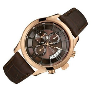 Guess Analog Chronograph Brown Dial Brown Leather Strap Watch For Men - W14052G2 Authentic Buy Shop Now