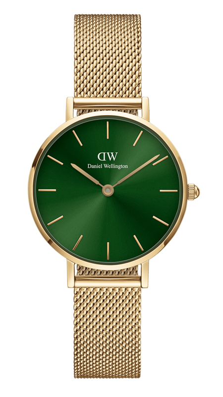 Daniel Wellington Petite Emerald Green Dial Gold Mesh Strap Watch For Women - DW00100481 Authentic Buy Shop Now