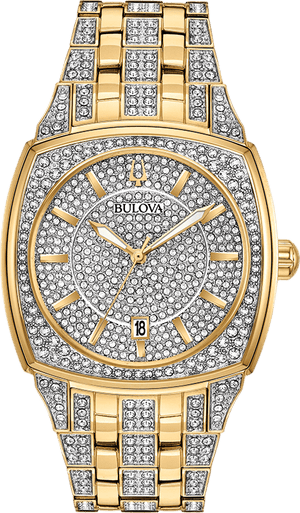 Bulova Phantom Crystal Silver Dial Two Tone Steel Strap Watch for Men - 98B323 Authentic Buy Shop Now