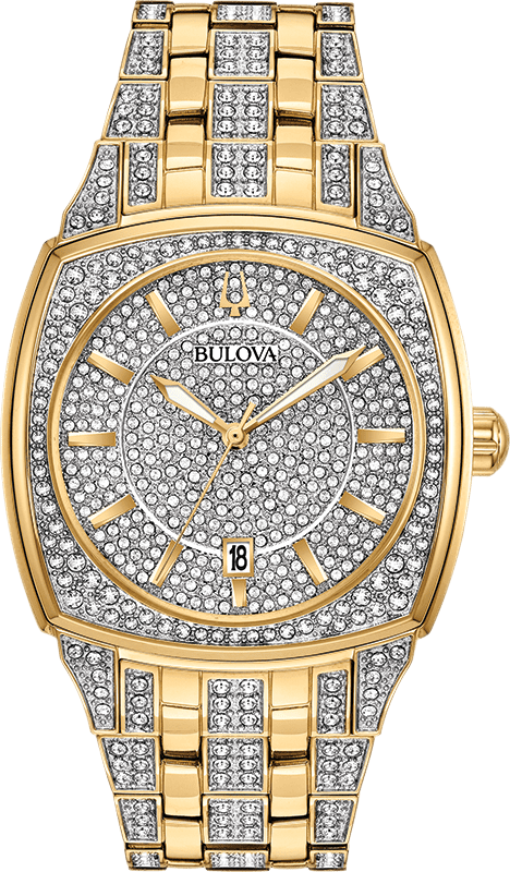 Bulova Phantom Crystal Silver Dial Two Tone Steel Strap Watch for Men - 98B323 Authentic Buy Shop Now