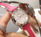 Burberry The City White Dial Haymarket Pink Leather Strap Watch for Women - BU9149 Authentic Buy Shop Now