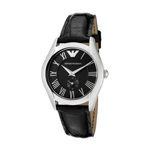 Emporio Armani Velente Black Dial Black Leather Strap Watch For Women - AR0644 Authentic Buy Shop Now