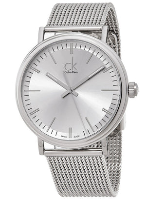 Calvin Klein Surround Silver Dial Silver Mesh Bracelet Watch for Men - K3W21126 Authentic Buy Shop Now