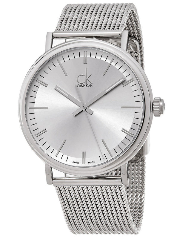 Calvin Klein Surround Silver Dial Silver Mesh Bracelet Watch for Men - K3W21126 Authentic Buy Shop Now