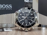 Hugo Boss Ocean Edition Black Dial Silver Mesh Bracelet Watch for Men - 1513701 Authentic Buy Shop Now