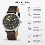 Lacoste Vienna Blue Dial Brown Leather Strap Watch for Men - 2011046 Authentic Buy Shop Now