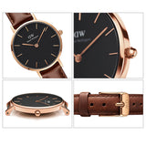 Daniel Wellington Classic Petite St Mawes Black Dial Brown Leather Strap Watch For Women - DW00100225 Authentic Buy Shop Now