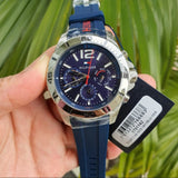 Tommy Hilfiger Nolan Chronograph Blue Dial Blue Rubber Strap Watch for Men - 1791142 Authentic Buy Shop Now