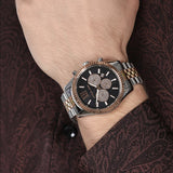 Michael Kors Lexington Chronograph Crystals Black Dial Two Tone Steel Strap Watch for Men - MK8714 Authentic Buy Shop Now