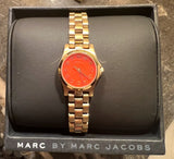 Marc Jacobs Henry Dinky Red Dial Gold Steel Strap Watch for Women - MBM3202 Authentic Buy Shop Now