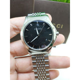 Gucci G Timeless Black Dial Silver Steel Strap Watch For Men - YA126402 Authentic Buy Shop Now