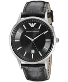 Emporio Armani Renato Black Dial Leather Strap Watch For Men - AR2411 Authentic Buy Shop Now