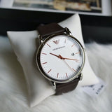 Emporio Armani Herren White Dial Brown Leather Strap Watch For Men - AR11103 Authentic Buy Shop Now