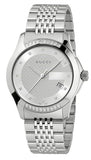 Gucci G Timeless Diamonds Silver Dial Silver Steel Strap Watch For Men - YA126407 Authentic Buy Shop Now
