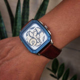 Fossil Inscription Automatic Skeleton Blue Dial Brown Leather Strap Watch for Men - BQ2571 Authentic Buy Shop Now