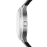 Emporio Armani Meccanico White Skeleton Dial Black Leather Strap Watch For Men - AR60003 Authentic Buy Shop Now