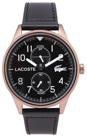 Lacoste Continental Black Dial Black Leather Strap Watch for Men - 2011042 Authentic Buy Shop Now