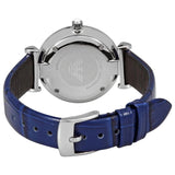 Emporio Armani Gianni T Bar Quartz Crystals Silver Dial Blue Leather Strap Watch For Women - AR11344 Authentic Buy Shop Now