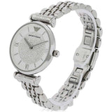 Emporio Armani Gianni T Bar White Crystal Pave Dial Silver Stainless Steel Strap Watch For Women - AR1925 Authentic Buy Shop Now