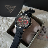 Guess Tread Black Dial Black Rubber Strap Watch for Men - W0967G1 Authentic Buy Shop Now